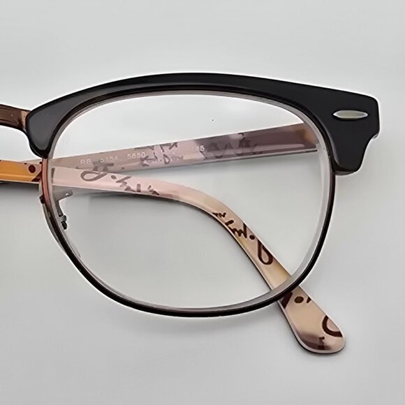 Ray-Ban RB5154 5650 Clubmaster Polished Tortoise on Text Eyeglasses Frame 51mm - Picture 12 of 14